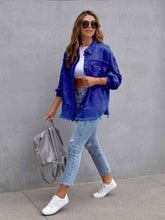 Load image into Gallery viewer, Distressed Drop Shoulder Denim Jacket