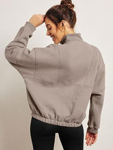 Load image into Gallery viewer, Half Zip Dropped Shoulder Sweatshirt