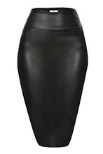 Load image into Gallery viewer, Black Leather Skirt for Women Below Knee Length Faux Leather Skirt Midi Bodycon Pencil Skirth Skirt Midi Bodycon Skirt Womens (Size XX-Large, Black Leather)