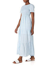 Load image into Gallery viewer, Women's Casual Flowy Floral Tiered Wrap Maxi Dresses Short Sleeve Loose Long Beach Sundress Summer Blue