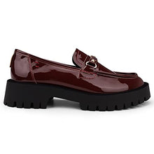 Load image into Gallery viewer, ISOMEI Women's Chunky Heel Loafers Platform Patent Leather Chunky Loafers Oxfords Shoes with Metal(Red,11)