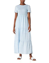 Load image into Gallery viewer, Women's Casual Flowy Floral Tiered Wrap Maxi Dresses Short Sleeve Loose Long Beach Sundress Summer Blue