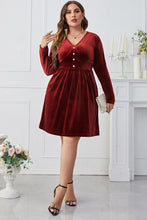 Load image into Gallery viewer, Decorative Button Knee Length Dress