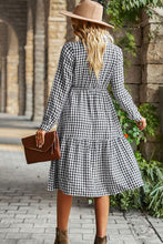 Load image into Gallery viewer, Collared Neck Long Sleeve Midi Dress