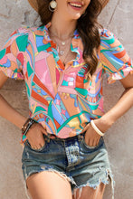Load image into Gallery viewer, Multicolored Frill Trim V-Neck Flounce Sleeve Blouse