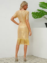 Load image into Gallery viewer, Tassel Sequin Short Sleeve Dress