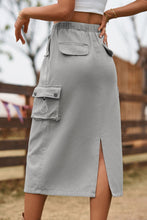 Load image into Gallery viewer, Drawstring Waist Slit Denim Skirt