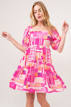 Load image into Gallery viewer, Flor Color Block Puff Sleeve Dress