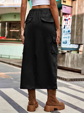 Load image into Gallery viewer, Drawstring Waist Slit Denim Skirt
