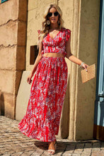 Load image into Gallery viewer, Printed Tie Back Cropped Top and Maxi Skirt Set