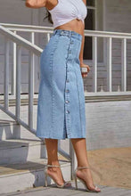 Load image into Gallery viewer, Buttoned Split Denim Skirt