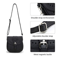 Load image into Gallery viewer, forestfish Ladie's PU Leather Vintage Hollow Bag Crossbdy Bag Shoulder Bag (Black)
