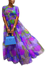 Load image into Gallery viewer, Molisry Women's Mesh Short Sleeve Floral Maxi Dress Tiered Colored Sun Dresses Wedding Party Prom Evening Dress Summer