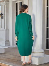 Load image into Gallery viewer, Collared Neck Long Sleeve Midi Shirt Dress