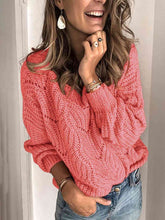 Load image into Gallery viewer, Openwork Round Neck Sweater