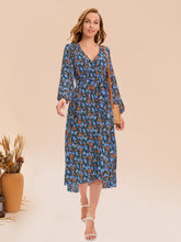 Load image into Gallery viewer, Printed Surplice Long Sleeve Dress