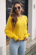 Load image into Gallery viewer, Cable-knit Round Neck Cropped Sweater