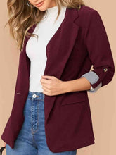 Load image into Gallery viewer, Lapel Collar Roll-Tab Sleeve Blazer
