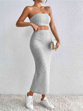 Load image into Gallery viewer, Ribbed Tube Top & Midi Skirt Set