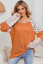 Load image into Gallery viewer, Leopard Waffle-Knit Blouse