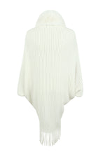 Load image into Gallery viewer, Fringe Detail Long Sleeve Ribbed Poncho