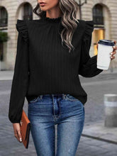 Load image into Gallery viewer, Mock Neck Ruffle Shoulder Blouse