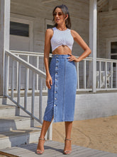 Load image into Gallery viewer, Karly Button Down Denim Skirt
