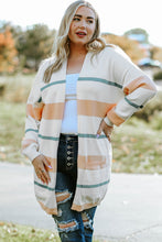 Load image into Gallery viewer, Plus Size Striped Open Front Cardigan