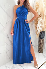Load image into Gallery viewer, One Shoulder Slit Ruched Maxi Dress