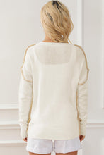 Load image into Gallery viewer, Exposed Seam Round Neck Long Sleeve Sweater