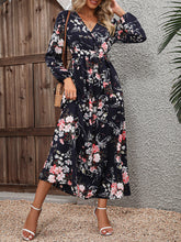 Load image into Gallery viewer, Floral Long Sleeve Surplice Neck Dress