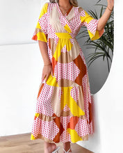 Load image into Gallery viewer, Dinazah Women Floral Dress Bell Sleeve Vacation Dress (as1, Alpha, s, Regular, Regular, Yellow)