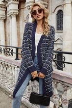 Load image into Gallery viewer, Multicolored Ribbed Trim Open Front Cardigan with Pockets