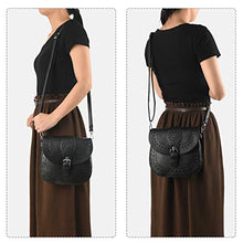 Load image into Gallery viewer, forestfish Ladie's PU Leather Vintage Hollow Bag Crossbdy Bag Shoulder Bag (Black)