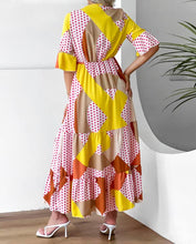 Load image into Gallery viewer, Dinazah Women Floral Dress Bell Sleeve Vacation Dress (as1, Alpha, s, Regular, Regular, Yellow)