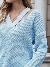 Load image into Gallery viewer, Cutout V-Neck Rib-Knit Sweater