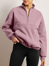 Load image into Gallery viewer, Half Zip Dropped Shoulder Sweatshirt