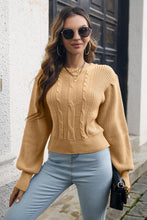 Load image into Gallery viewer, Cable-knit Round Neck Cropped Sweater
