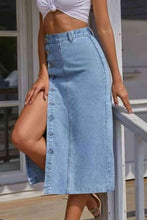 Load image into Gallery viewer, Buttoned Split Denim Skirt