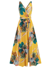 Load image into Gallery viewer, Slit Tied Printed Surplice Dress