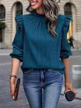Load image into Gallery viewer, Mock Neck Ruffle Shoulder Blouse