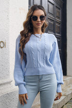 Load image into Gallery viewer, Cable-knit Round Neck Cropped Sweater