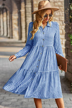 Load image into Gallery viewer, Collared Neck Long Sleeve Midi Dress