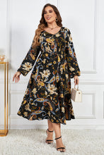 Load image into Gallery viewer, Melo Tie Belt Balloon Sleeve Midi Dress