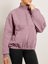 Load image into Gallery viewer, Half Zip Dropped Shoulder Sweatshirt
