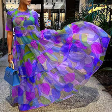 Load image into Gallery viewer, Molisry Women's Mesh Short Sleeve Floral Maxi Dress Tiered Colored Sun Dresses Wedding Party Prom Evening Dress Summer