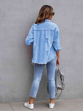 Load image into Gallery viewer, Distressed Drop Shoulder Denim Jacket
