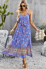 Load image into Gallery viewer, Bohemian Spaghetti Strap Drawstring Slit Dress
