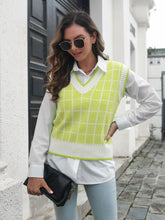 Load image into Gallery viewer, Plaid V-Neck Sweater Vest