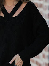 Load image into Gallery viewer, Cutout V-Neck Rib-Knit Sweater